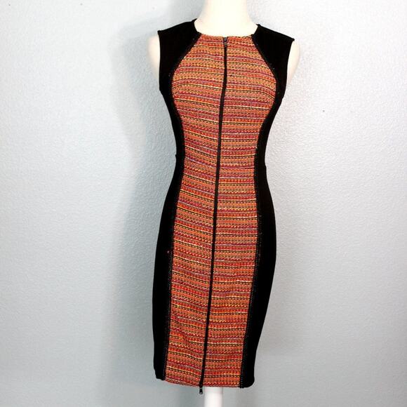 Rachel Roy Orange Tweed Panel Bodycon Sheath Dress Size 0 - Picture 2 of 11